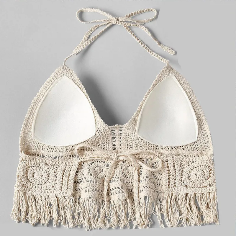 Женские сексуальные спагетти ремень Camisole Tassel топы Модные трикотажные Camis