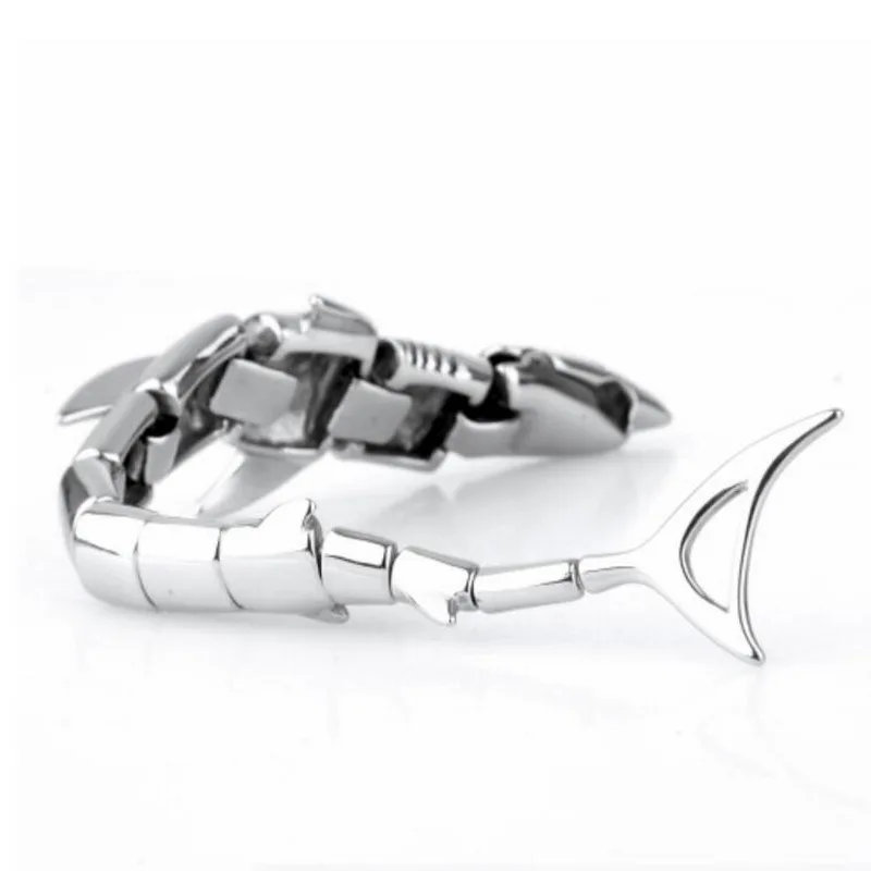 EDC Открытый самообороны Титановая Сталь Серебряная акула браслет-Скорпион многофункциональный инструмент властная Акула Панк локомотив