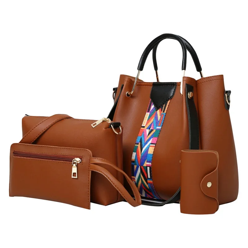 GH 4 шт./компл. Для женщин сумки из натуральной кожи Курьерские сумки для Дамская мода на плечо женская сумка из искусственной кожи повседневная женская обувь сумка-шоппер - Цвет: A