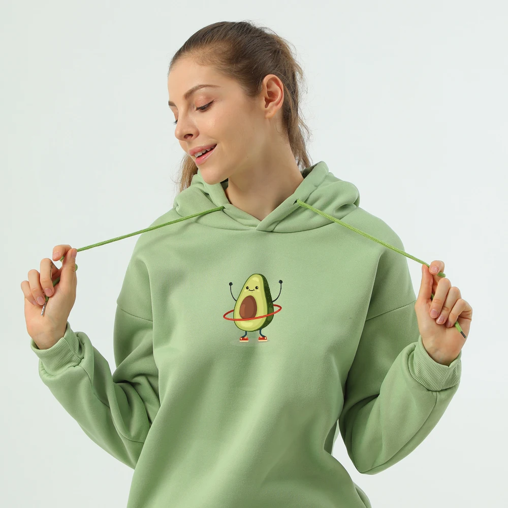 

Kawaii Harajuku Avocado Hoodies Women Long Sleeve Warm Hooded Sweatshirt Cute Hoodie Coat Casual Pullovers Oversize Hoody