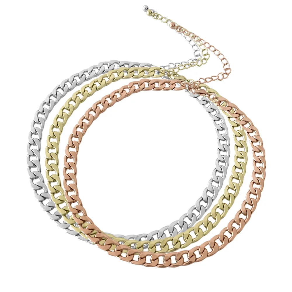 Chunky Gold Rosegold Rhodium Color Option Chain Choker Necklace For Women Girl Hipop Jewelry