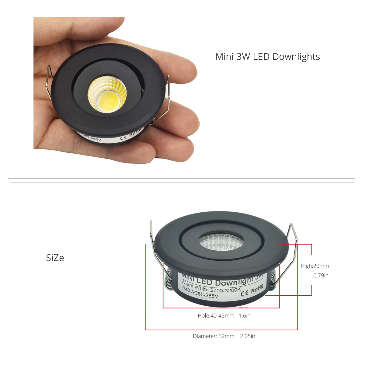Mini led spot downlights 1W COB 3W LED recessed spot dimmable round led for home cabinet showbox led downlight led spotlight