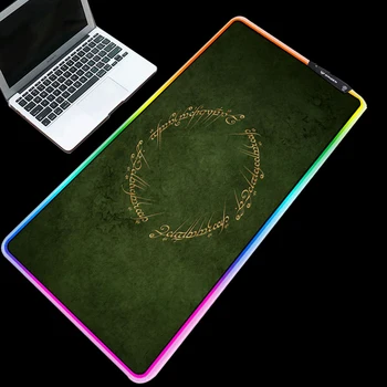 

Yuzuoan 90X40LED Gaming Mouse Pad Ring King LOGO Large RGB Control Keyboard Computer Pad USB Wired Adjustable Breathing Light
