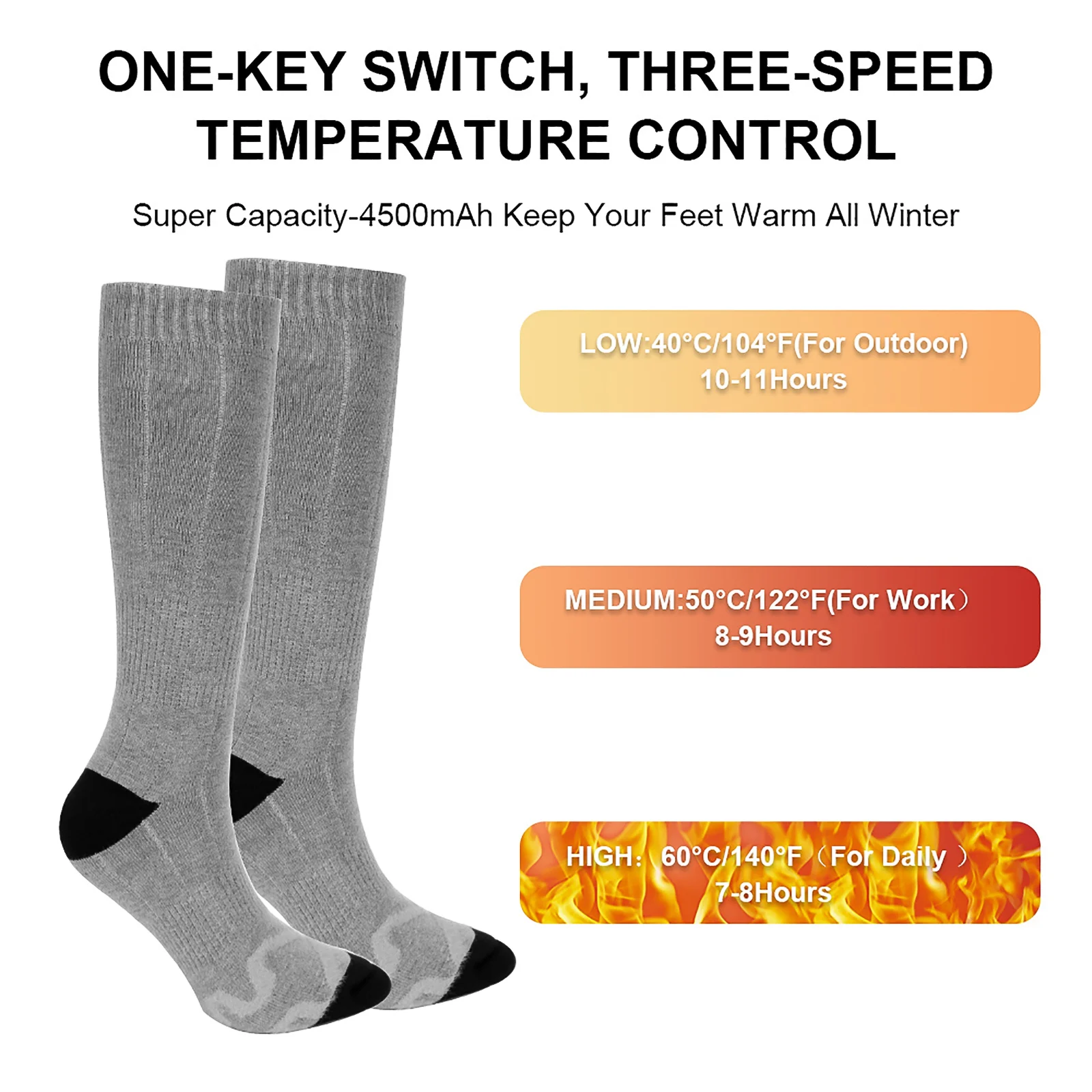 Electric Heated Socks Skiing Heated Socks For Men Women Winter Warming Cycling Hiking Snowboard Socks Rechargeable Battery 3
