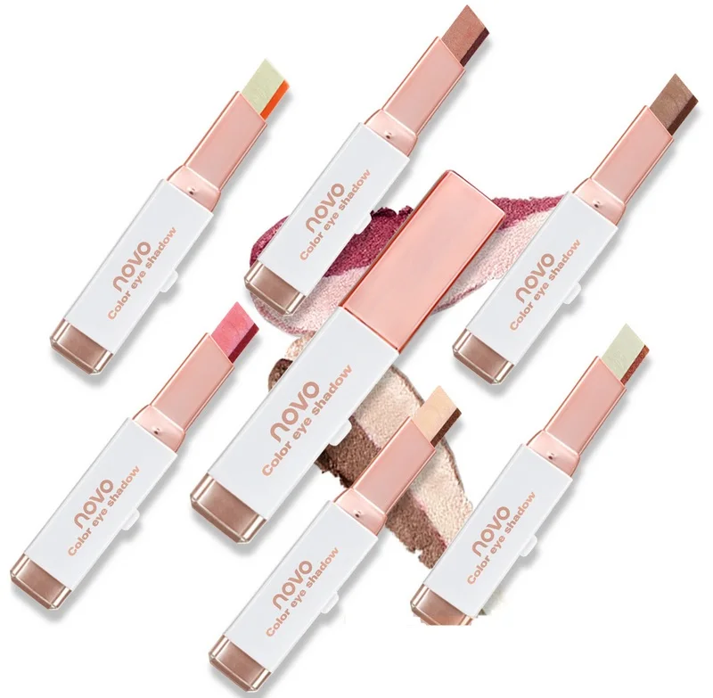 

NOVO Double ColorGradient Velvet Eyeshadow Stick Stereo Gradien Shimmer Color Eye Shadow Cream Pen Eye Makeup Palette Cosmetics