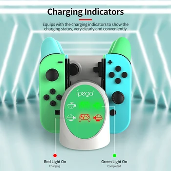 

iPega 6 In 1 Charging Dock Charger Stand Stand Base Fit for Nintend Switch Joycon Pro Handels White/ Black PG-9187