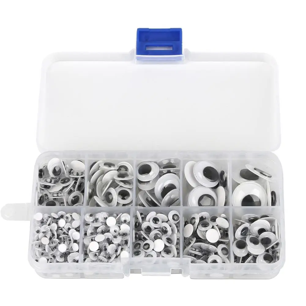 

700pcs 10 grid boxed Self-adhesive Mixed Random Approx 4-15mm Dolls Eye For Toys Googly Eyes Used For DIY Doll Craft Accessories