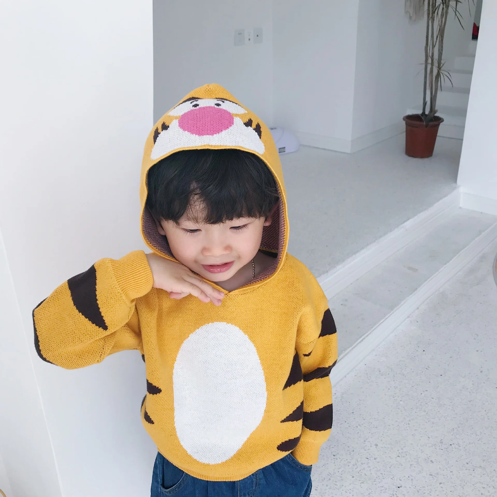 19 Autumn And Winter Men's And Women's Child Baby Three-dimensional Cartoon Animal Pullover Hooded Sweater Jacket Cotton Cute Co