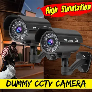 

2Pcs High Simulation Fake Camera with Flashing LED Light Waterproof Indoor Outdoor Home Security Surveillance CCTV Camera