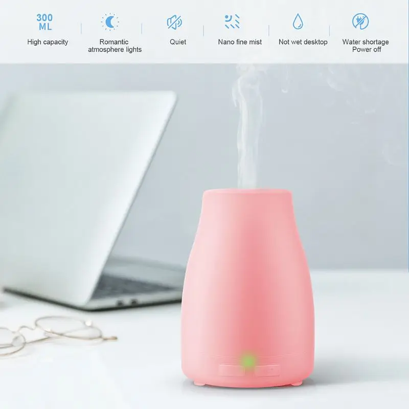 300ml Ultrasonic Aroma Diffuser Essential Oil Electric Air Humidifier Remote Control 7 Color LED Lights for Home R9CD