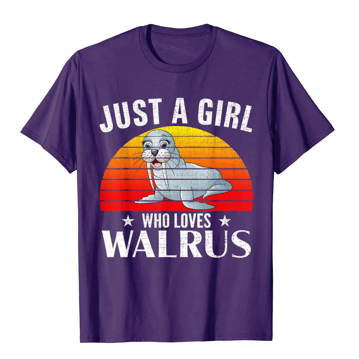 Retro Just A Girl Who Loves Walrus Funny Animal Gift Women T-Shirt__B8564purple