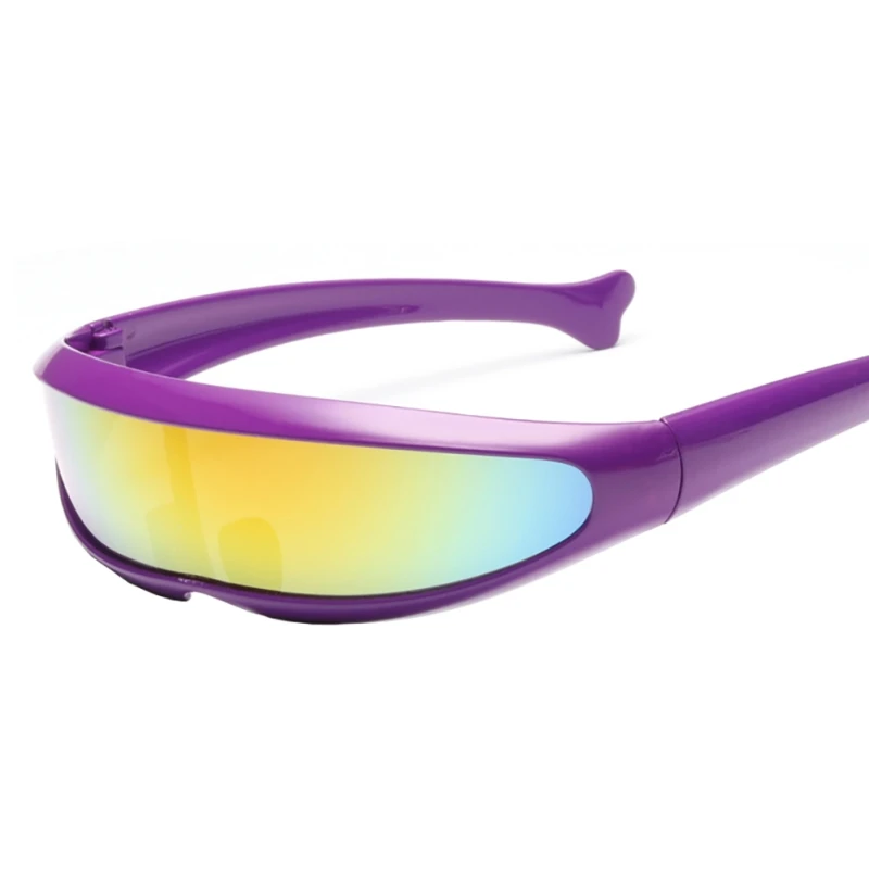 Футуристические узкие солнцезащитные очки-циклопы Косплей цветные очки модные очки вечерние очки - Цвет: Purple frame