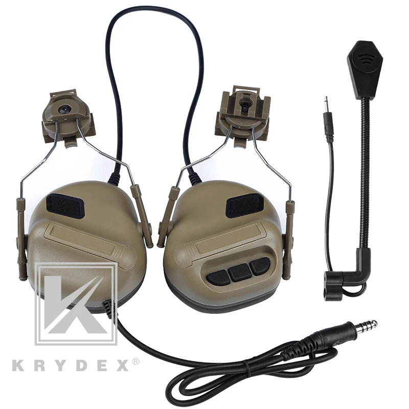 KRYDEX Peltor Comtac наушники для связи W/Rail адаптер для быстрого MICH Шлем стрельба тактическая гарнитура+ микрофон