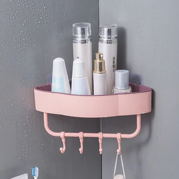 

1 Pc Wall Suction Corner Shower Shelf With Hook Bathroom Shelve Shampoo Shower Shelf Holder Kitchen Storage Rack Organizer