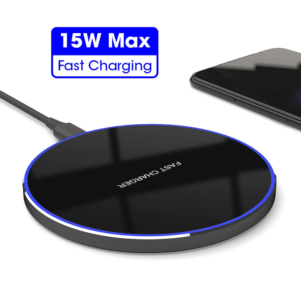 

15W Fast Wireless charger for iPhone XS Max X 8 XR 11 Samsung S10 S9 Note 9 Huawei P30 Pro Xiaomi Mi 9 8 QC 10W Qi Charging Pad