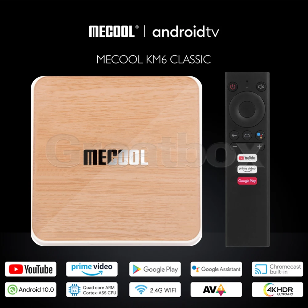 ТВ-приставка на Android 10 Mecool KM6 Amlogic S905X4 Wifi 6 2 4G 5G Google Certified AV1 BT5.0 1000M телеприставка 16G 32G