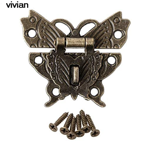 1 pack-bronze Красивый дизайн бабочки античный бронзовый замочек защелка ювелирный замок для деревянного ящика Шкаф Пряжка Чехол с замками металлическая ручка аксессуар - Цвет: 1 pack-bronze