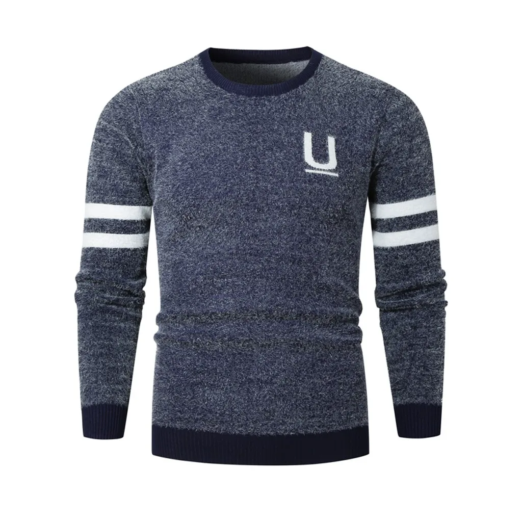 Low Price Loss Sale Men New Autumn Winter Splicing Casual Long Sleeve Knitting Sweaters Tops High Quality Drop Shipping