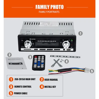 

JSD-20158 Car Audio SD USB MP3 MMC WMA Auto Stereo 1 Din Car Radio 12v Bluetooth V2.0 FM Aux Input Receiver