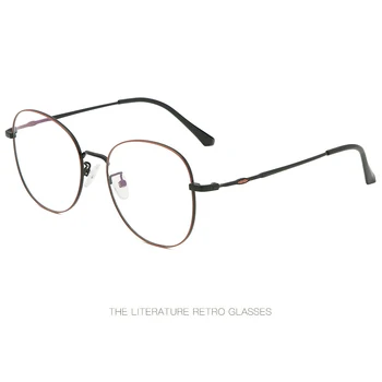 

New retro metal spectacle frames fashion oval trend flat mirror men and women decorative art glasses frames.