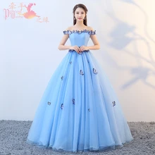 Vestidos De 15, бальные платья, милые 16, короткие рукава, вырез лодочкой, длинные небесно-голубые Бальные платья, 3D цветы, для Бальные платья 15 лет