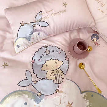 

Austria Import 60 Double-Sided Tencel Four-piece Set Princess Style Bare Sleeping Silky High-end Embroidery Bedding Article