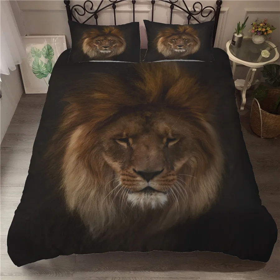 

A Bedding Set 3D Printed Duvet Cover Bed Set Lion Home Textiles for Adults Bedclothes with Pillowcase #SZ06