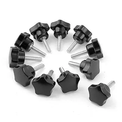 

11 Pcs 32mm Star Head Dia M6 x 25mm Male Thread Screw On Type Clamping Knob