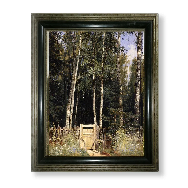 

Framed Landscape painting Ivan Shishkin at the wicket wall art canvas framed with DIY wooden frame