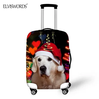 

ELVISWORDS Christmas Pets Luggage Cover For 18"-32“ Trip Bag Protective Covers Travel Trolley Suitcase Protector Stretch