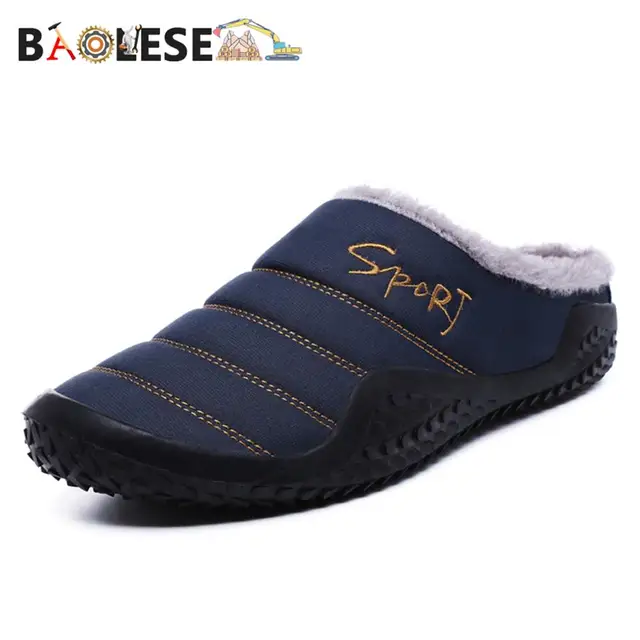 BAOLESEM Slippers House Men's Winter Shoes Soft Man Home Slippers Cotton Shoes Fleece Warm Anti-skid Man Slippers High Quality 1