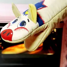 Рукавицы с рисунком поросенка, хлопковые перчатки для микроволновой печи, термоизоляционные рукавицы для выпечки, предназначены для использования в светильник