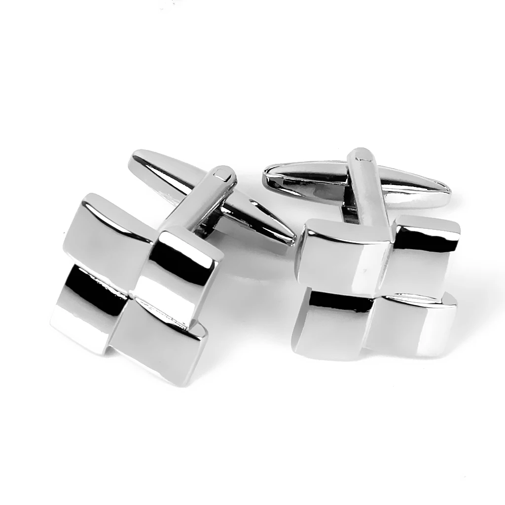 Phenovo Unique Men's silver color Geometric Dress Shirt Cufflinks Cuff Links Wedding Groom Anniversary Cufflinks Fashion Jewelry