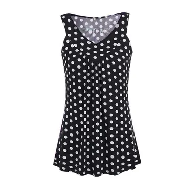 

clothing UVRCOS2019 Summer New V-neck Sleeveless Dot Printed Women's Top T-shirt