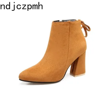 

Women's Boots The New winter fashion Pointed zipper High heel Short tube Women's shoes plus size 30-50 Heel Height 8.5cm black