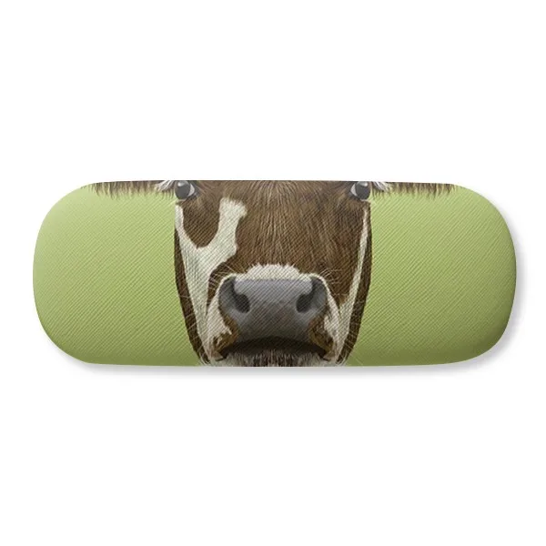 

Brown-and-White Domestic Dairy Cow Animal Glasses Case Eyeglasses Clam Shell Holder Storage Box