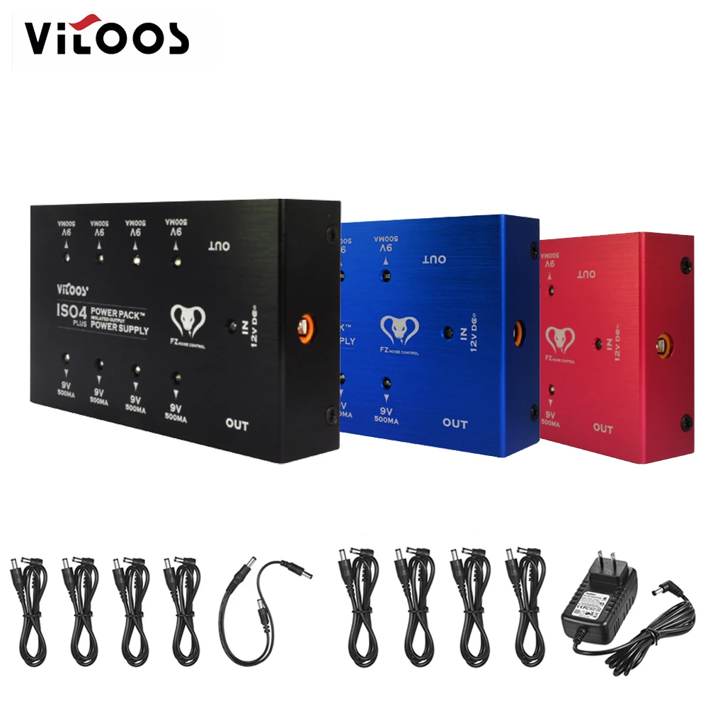 

VITOOS ISO4PLUS Guitar Pedal Power Supply Power Pack Station 8 Isolated Outputs Max. 500mA for DC 9V Pedal Guitar Accessories