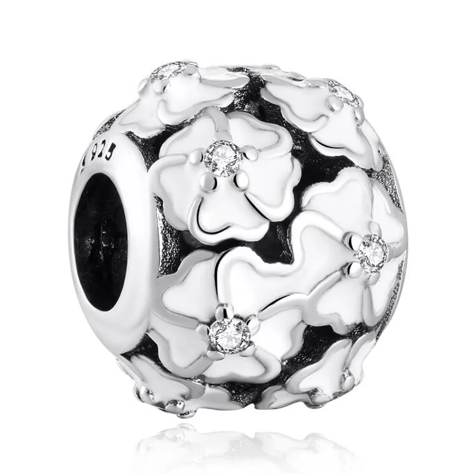 Аутентичные S925 бисера DIY ювелирных поляна примул Подвески fit Pandora браслет цветок