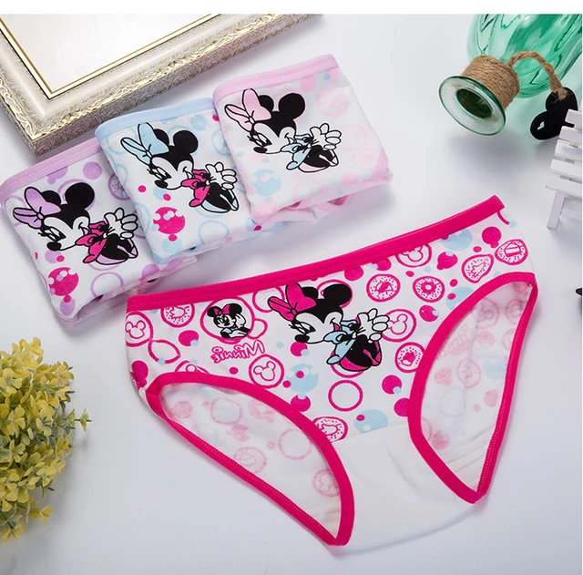 4pcs/Lot Minnie Mouse Girls Briefs Panties Female Child Modal Underwear  Cartoon Printing Kids Brief Panties