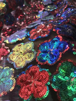 

yaking-36.6807 embroidered Mesh Tulle fabric Factory price sequins Nigerian lace fabrics