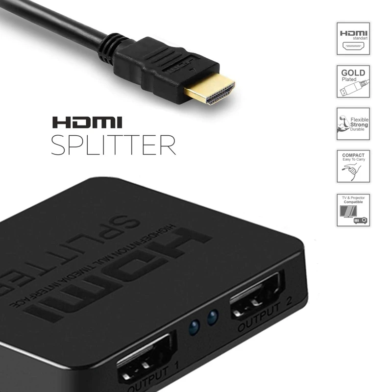 Сплиттер RISE Hdmi 1 в 2 Out Ultra Hd 4K 4 порта адаптер для Fire Stick/Apple Tv/Fire Tv/Roku Tv/Ps4 Pro/Xbox One X/Wii