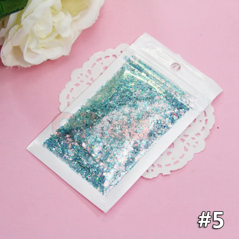 10 г/шестигранный блеск DIY лак для ногтей клей гель слизи наполнитель подарок для детей Звезда Сердце шестигранник блесток Декор Аксессуары игрушки - Цвет: Gift 5