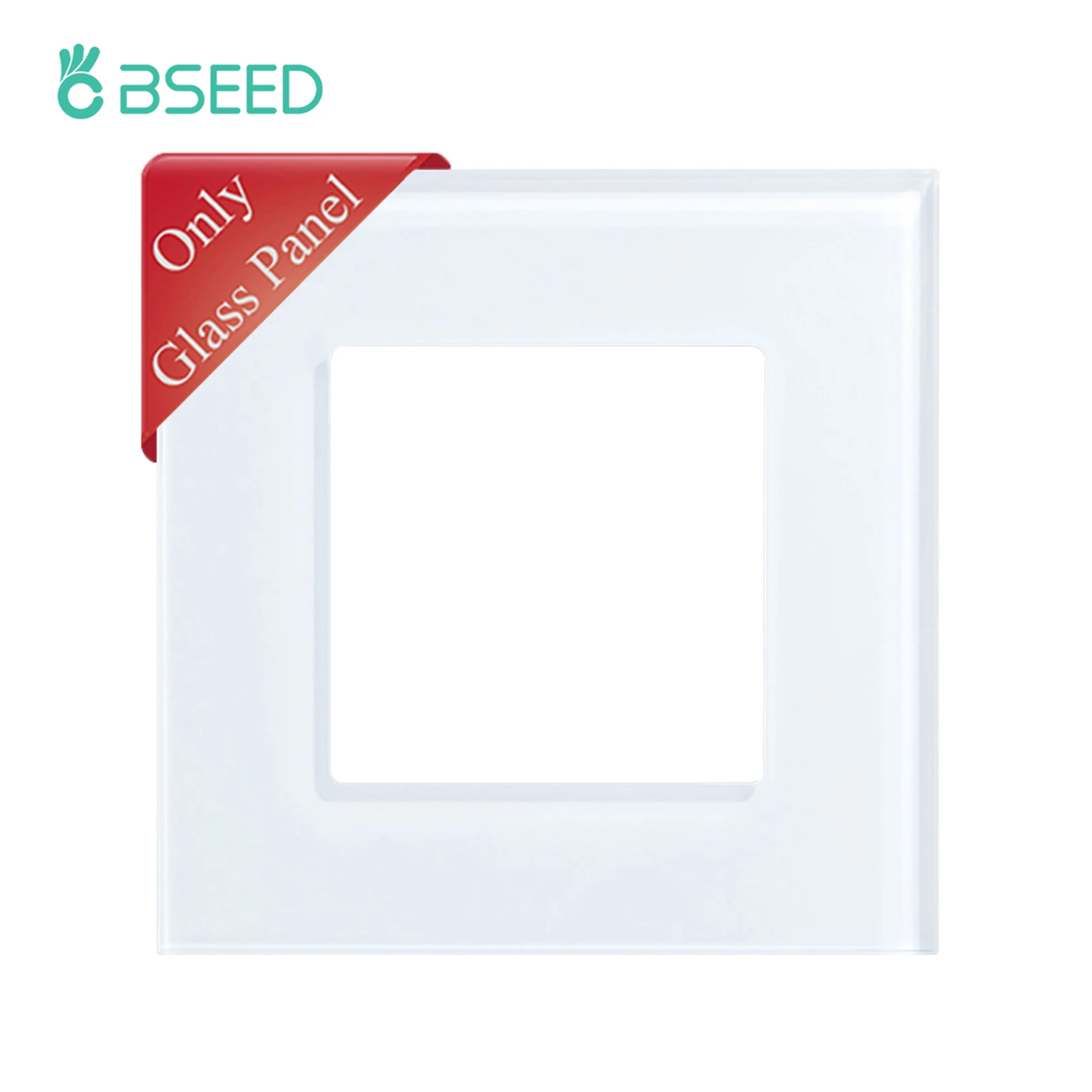 BSEED EU Standard Wall Glass Frame DIY Parts For Light Switch Sockets Metal Plate Included Crystal Panel Only  86/157/228mm silver light switch