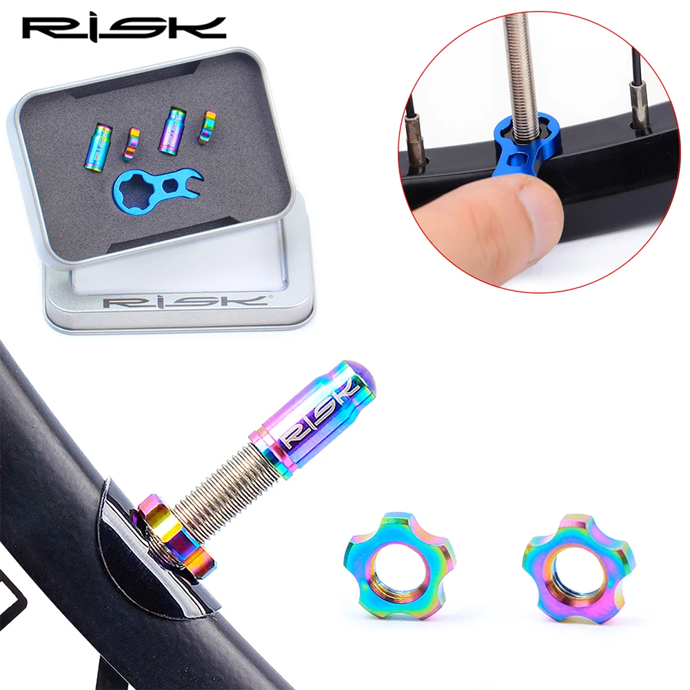 RISK Titanium Alloy Mountain Road Bike Presta/Schrader Valve Caps Set Dustproof Bicycle Tire Valve Nut Cover Cycling Accessory bicycle tire valve cap bicycle valve cap valve cap valve caps bicycle tire valve nut