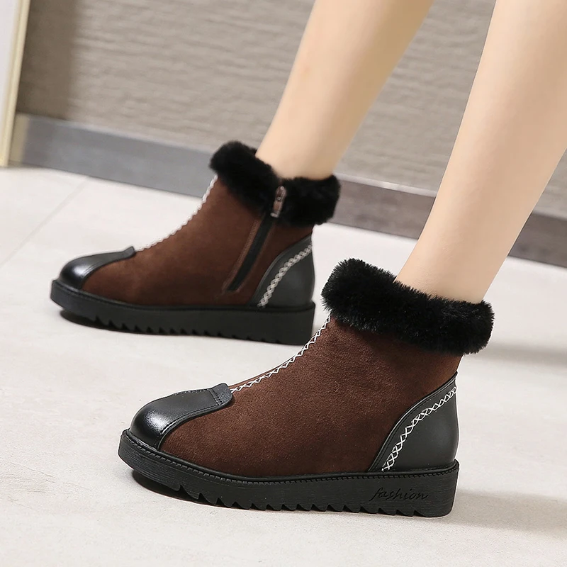 New Women Boots Mid-Calf Down Zipper High Bota Waterproof Ladies Snow Winter Shoes Woman Plush Insole Feminina 2019 | Обувь