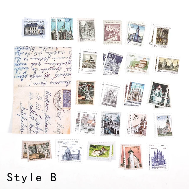 Mr.paper 6 Designs 46 Pcs/bag Vintage Retro Style Philatelic Museum Series Creative Hand Account DIY Decoration Stamp Stickers B