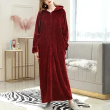Женские удлиненные пижамы, зимняя Домашняя одежда с длинными рукавами, толстый Халат, пальто, шовный халат, мягкие пижамы