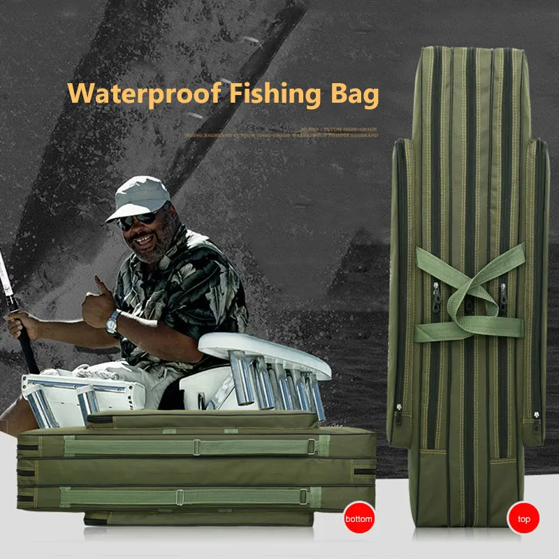 

Fishing Pole Bag Canvas Pouch Handbag Camping Organizer Fishing Rod Bag Fishing Gear Bag Waterproof Storage Convenient