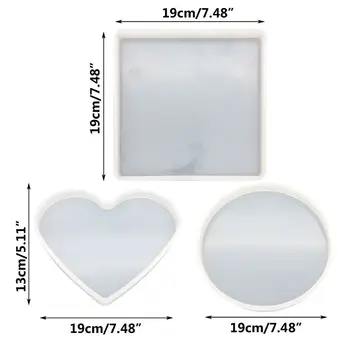 

Silicone Resin Mold Set Square Round Hexagon Epoxy Mould with Measuring Cup Wood Stick DIY Coaster Home Decoration Accessories