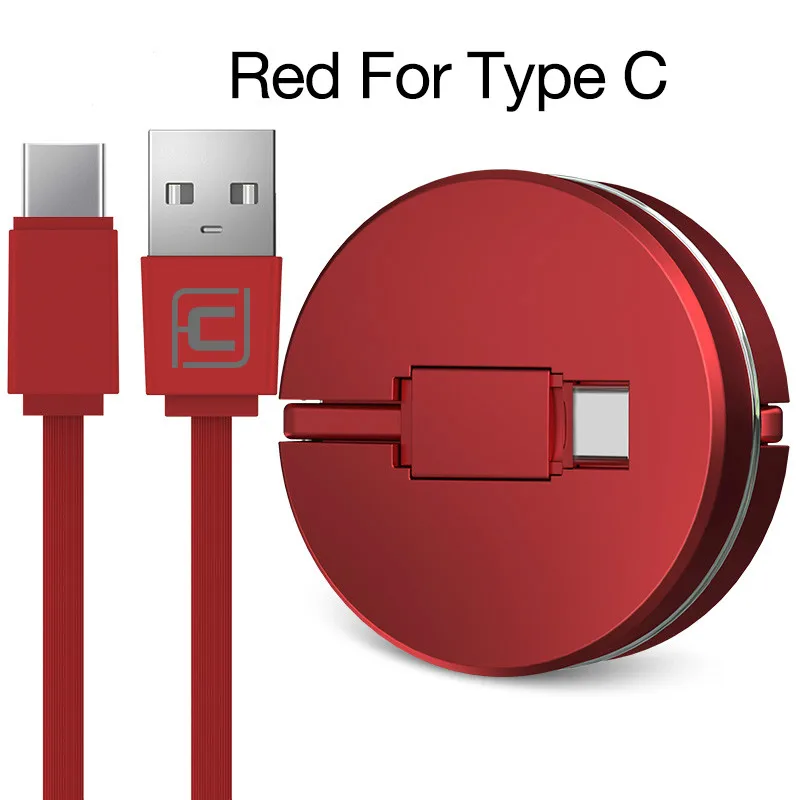 Cafele usb type C для Xiaomi A1 выдвижной кабель type C зарядный передающий данные кабель синхронизации usb type-C для samsung S8 100 см - Цвет: Красный